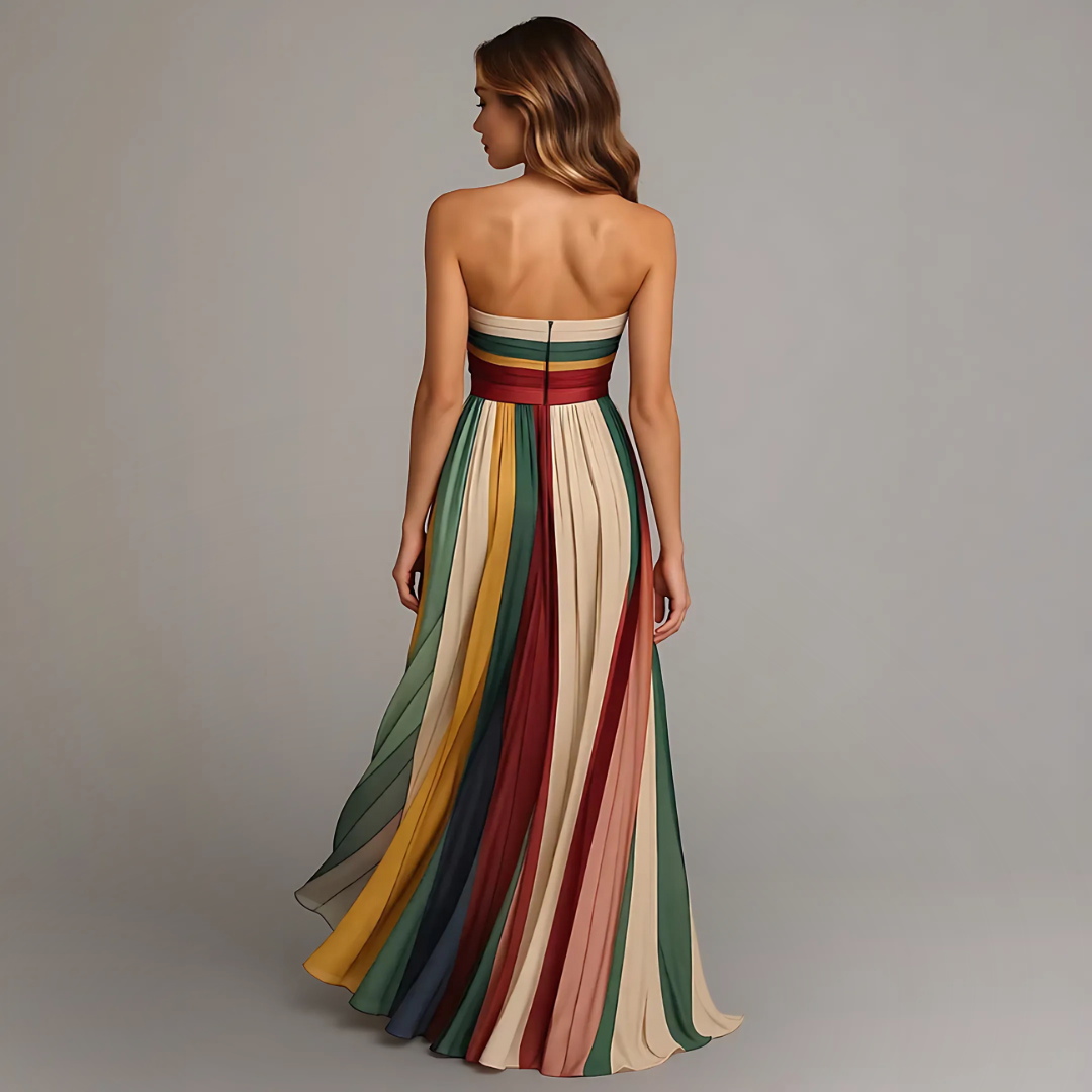SELENA | ROCHIE MAXI PLISATĂ RE MULTICOLORĂ