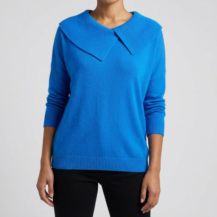 Warm Sweater with a Wide Collar