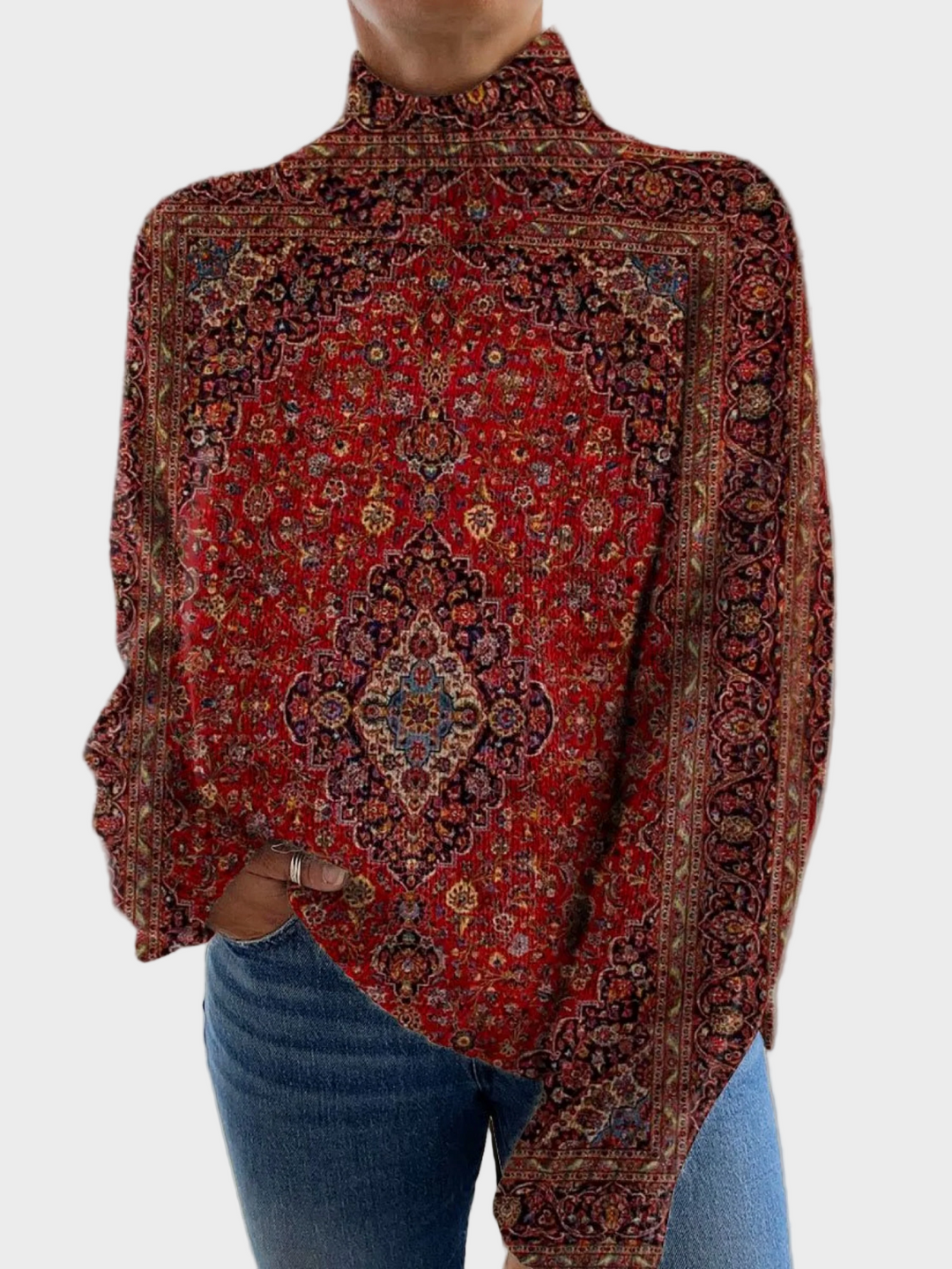 Lydia | High-neck sweater, vintage print