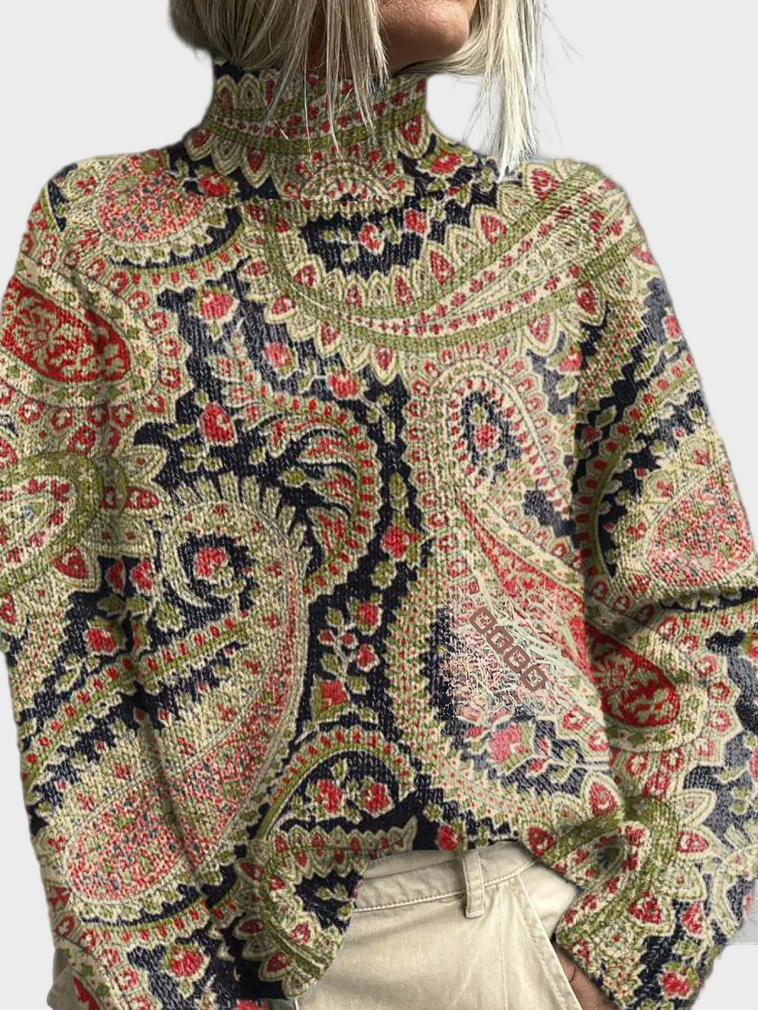 Frances | Pulover vintage cu guler înalt floral