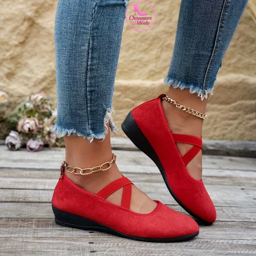 Simona™ – Balerini Eleganți cu Toc pană și Susținere Anatomică