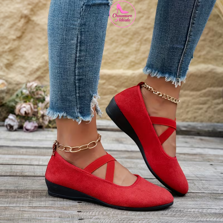 Simona™ – Balerini Eleganți cu Toc pană și Susținere Anatomică