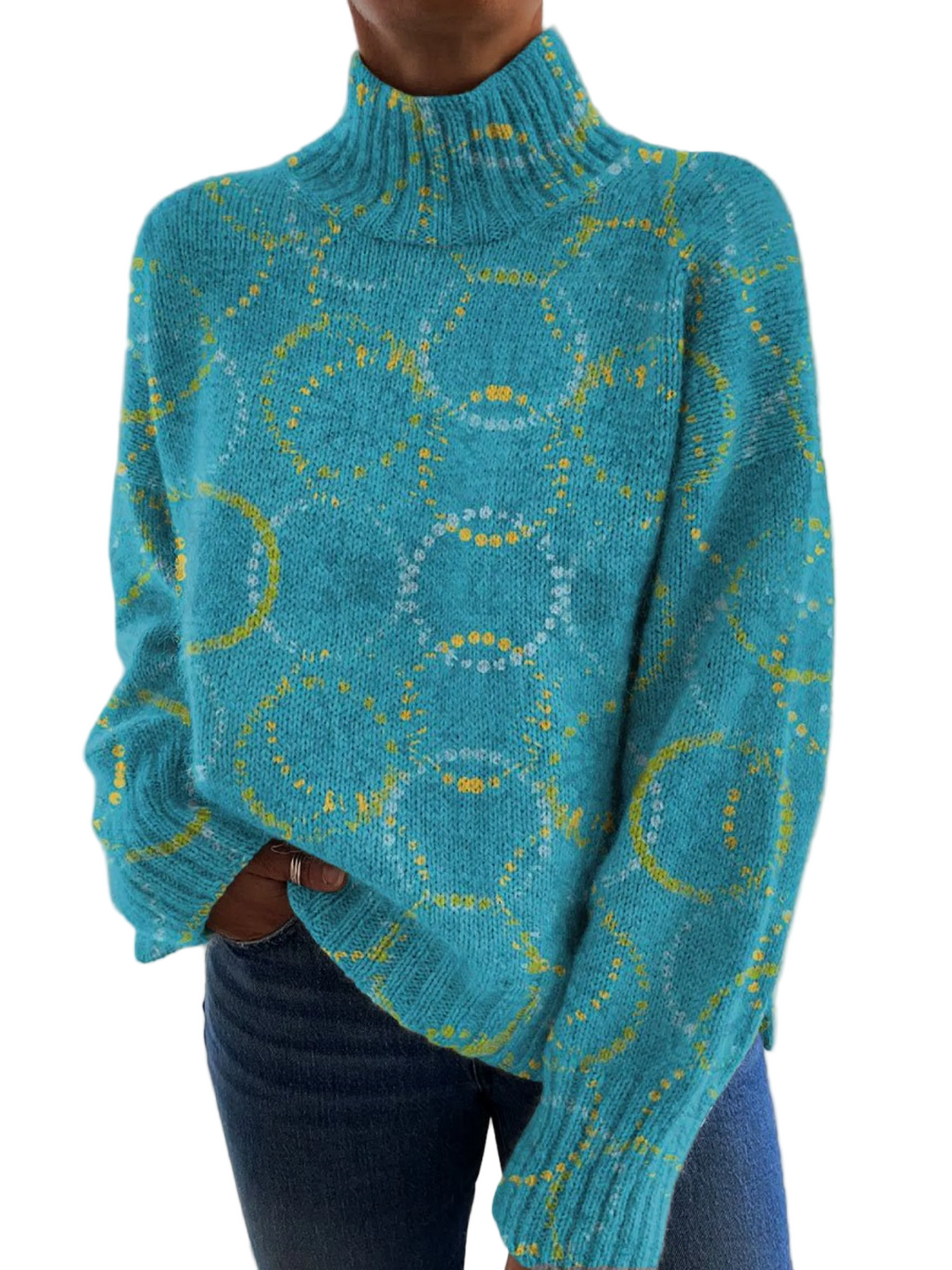 Nora | High-neck sweater with circular print