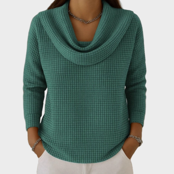 Pulover elegant cu guler drapat