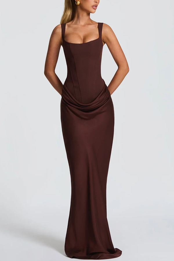 Daria ❘ Rochie maxi cu decolteu pătrat