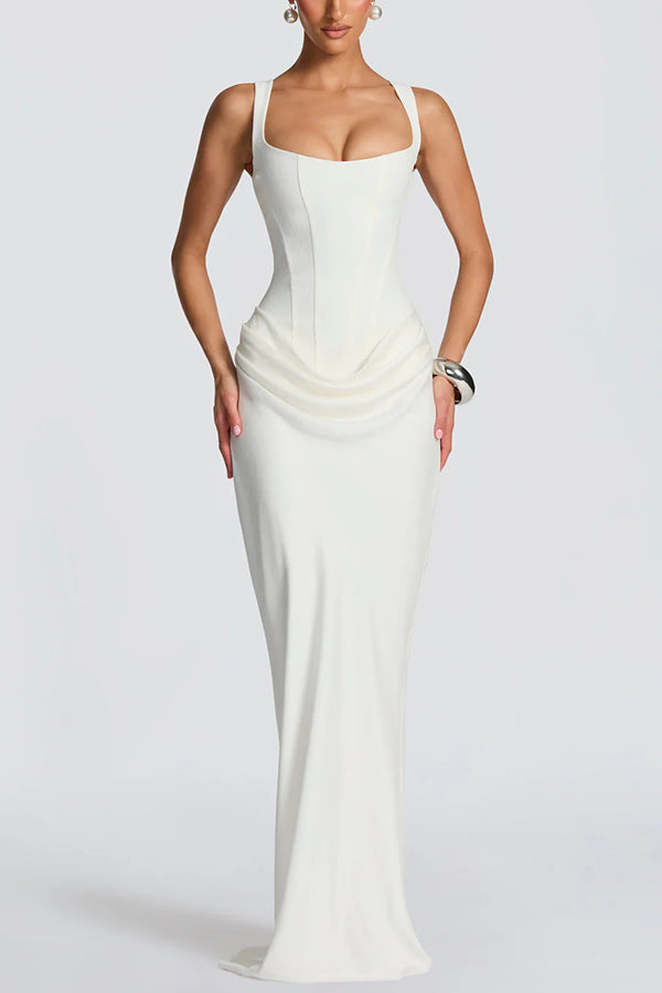 Daria ❘ Rochie maxi cu decolteu pătrat