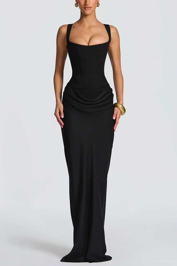 Daria ❘ Rochie maxi cu decolteu pătrat
