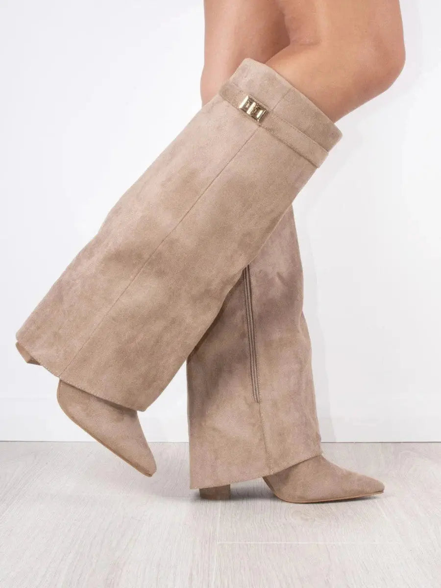 Alina - Botine Înalte cu Toc Elegant