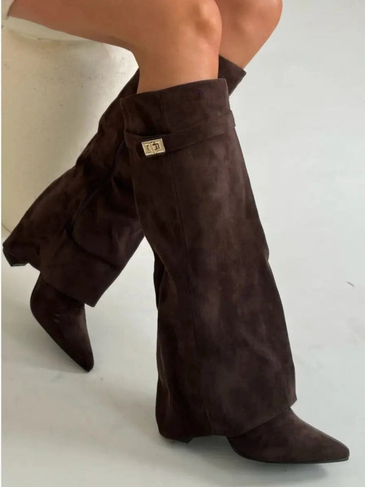Alina - Botine Înalte cu Toc Elegant