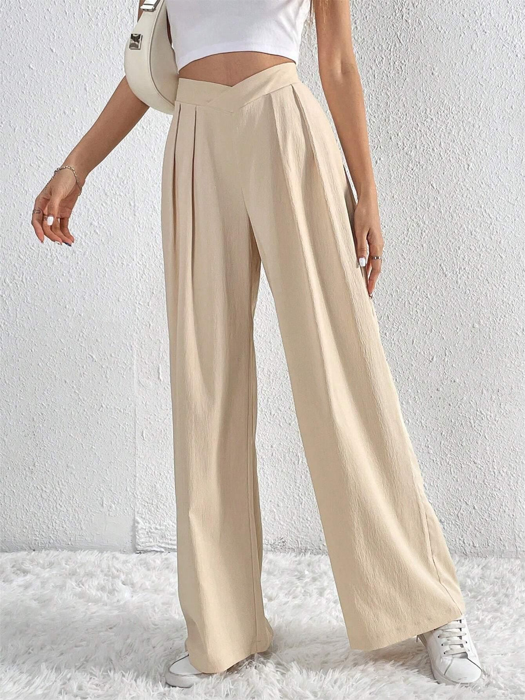 Pantaloni Largi Plisați Stil Old Money