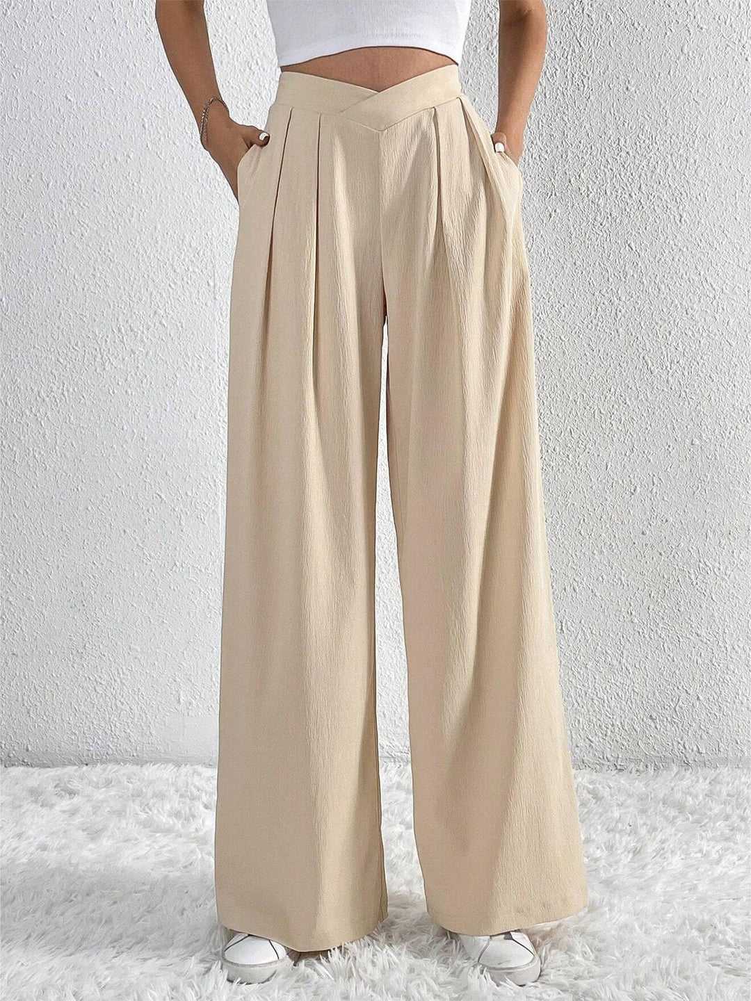 Pantaloni Largi Plisați Stil Old Money