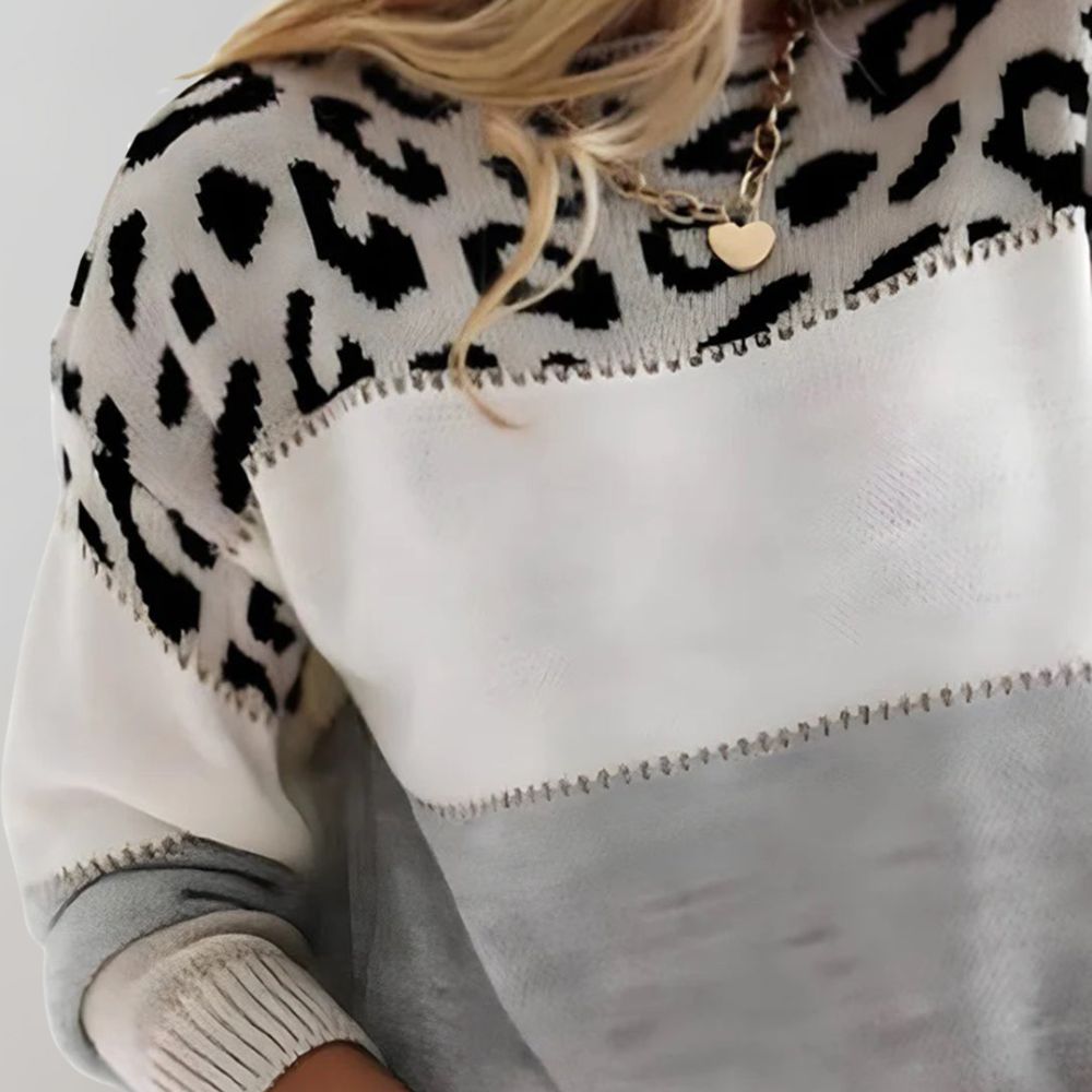 Camelia - Pulover elegant cu imprimeu leopard
