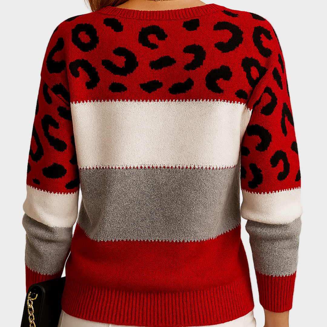 Camelia - Pulover elegant cu imprimeu leopard