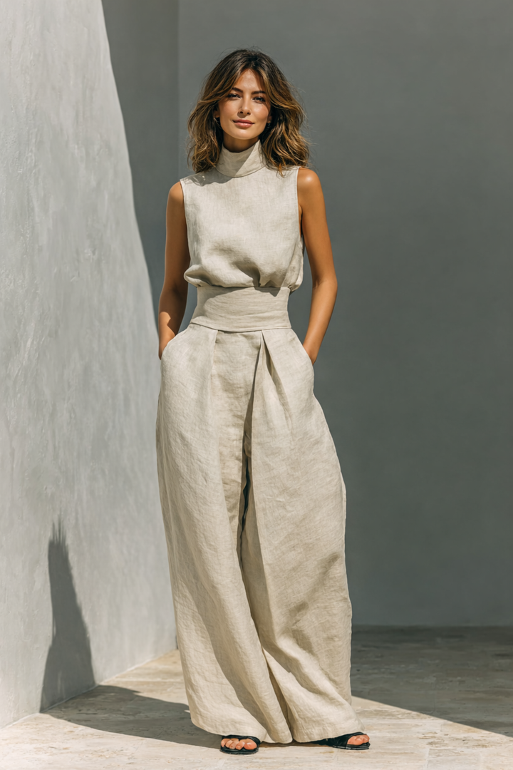 MARIA | COMPLEU LEJER CU PANTALONI LARGI