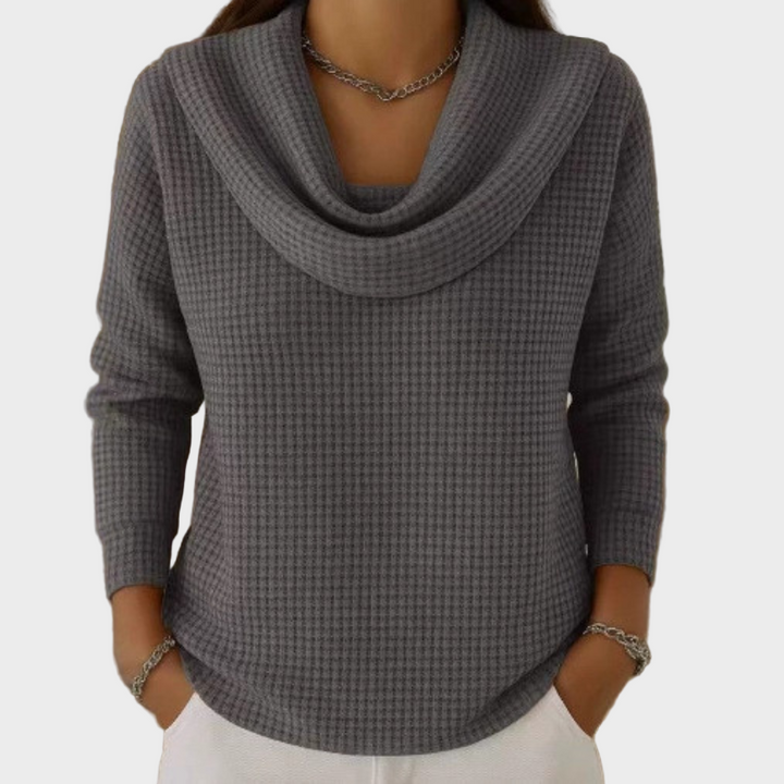 Pulover elegant cu guler drapat