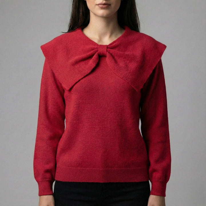 Sweater with bow collar