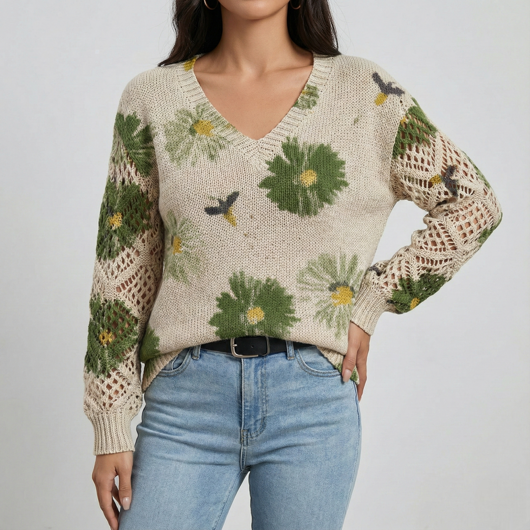 Nia - Elegant Floral Sweater
