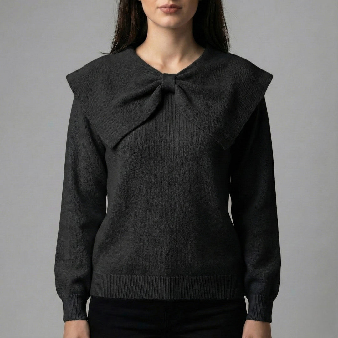 Sweater with bow collar