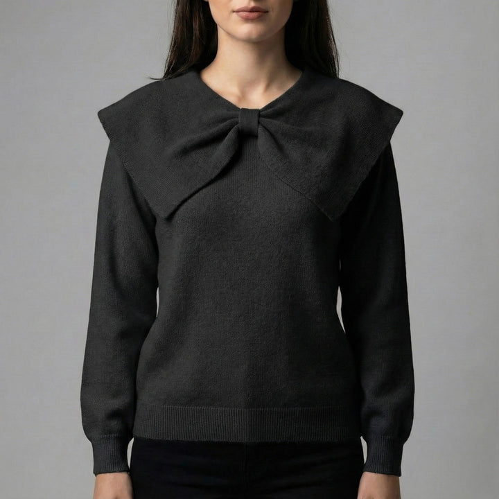 Sweater with bow collar