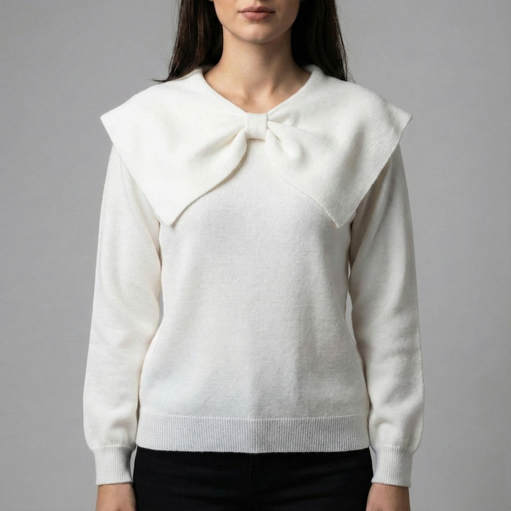 Sweater with bow collar