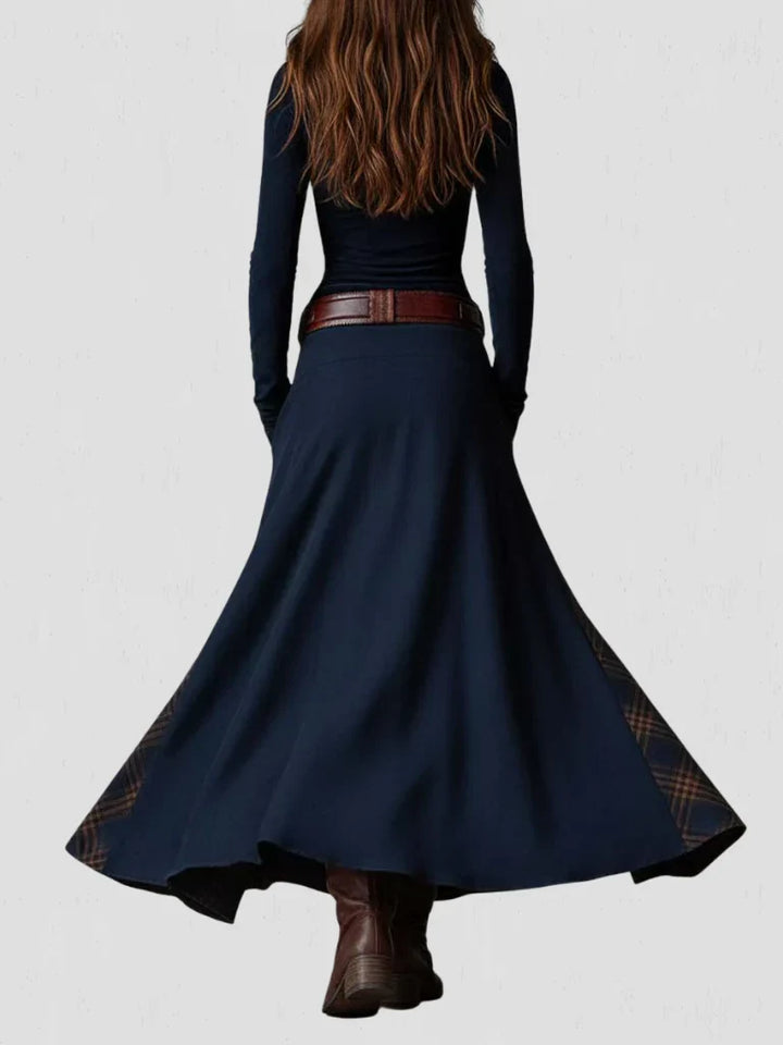 Stela | Rochie maxi din ante cu brâu