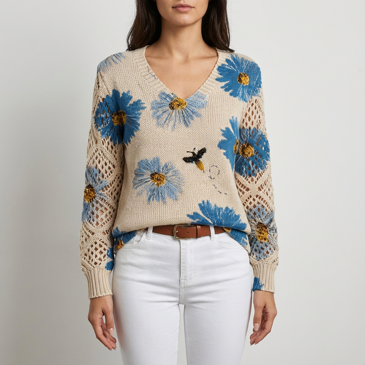 Nia - Elegant Floral Sweater