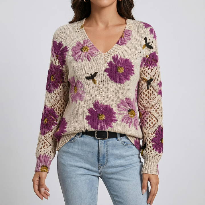 Nia - Elegant Floral Sweater