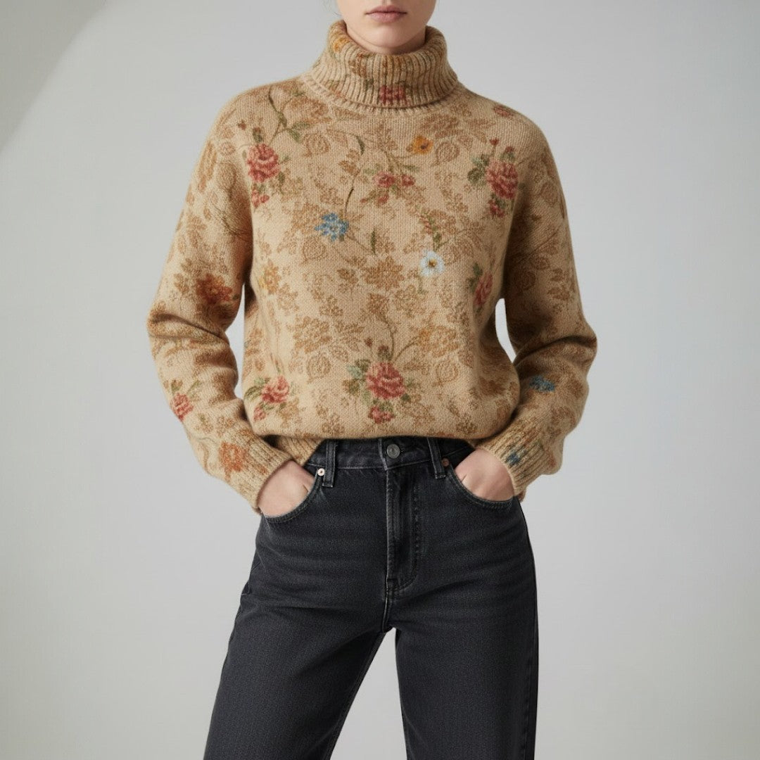 Trandafir | Pulover cu imprimeu floral vintage