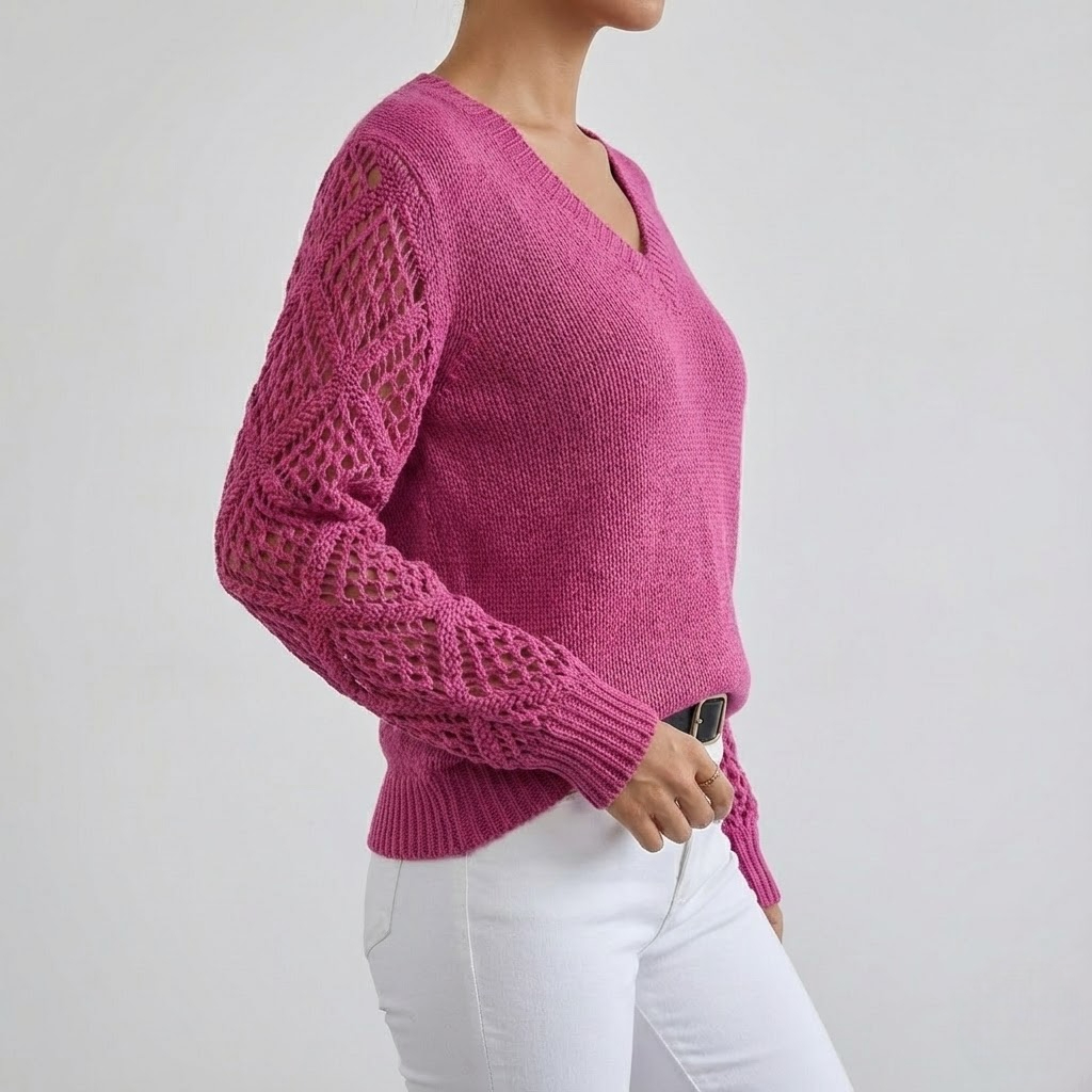 Openwork Sleeve Sweater