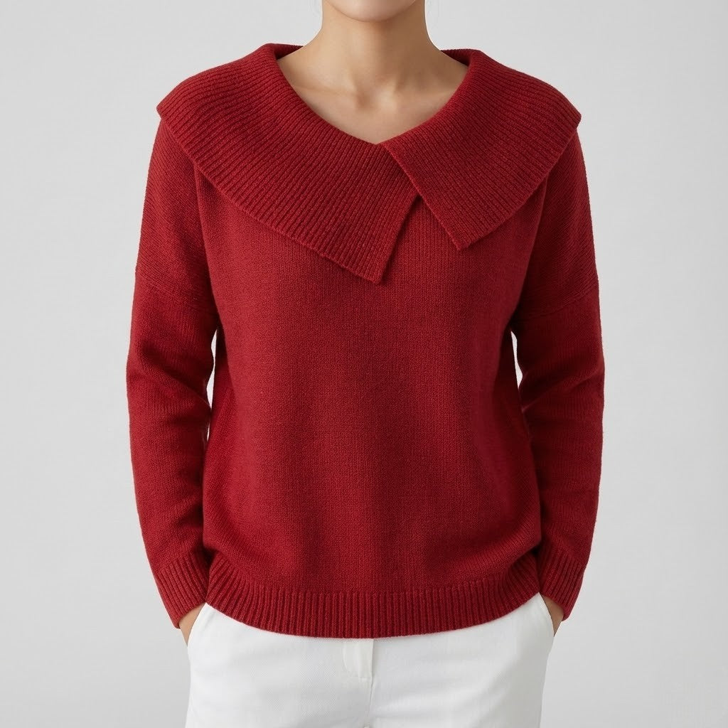 Lucia – Warm Sweater with Wide Collar