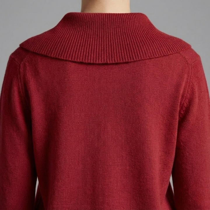 Warm Sweater with a Wide Collar