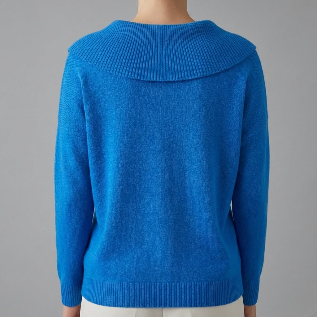 Warm Sweater with a Wide Collar