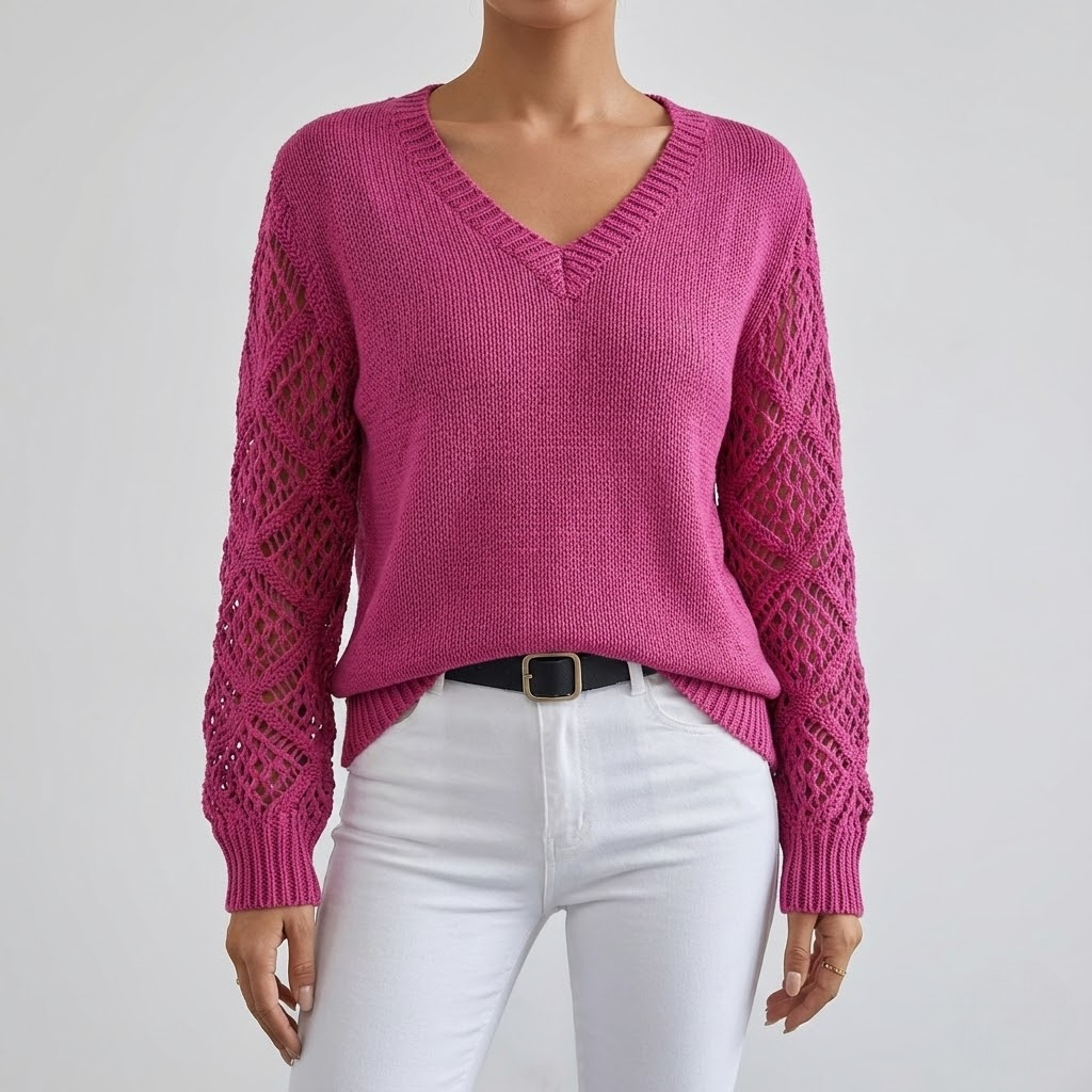 Openwork Sleeve Sweater