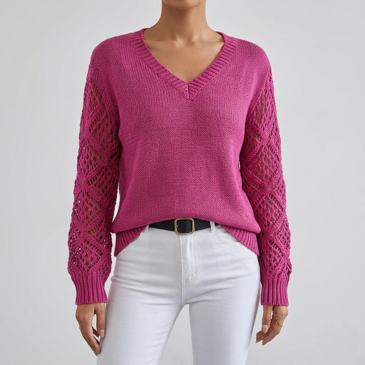 Openwork Sleeve Sweater