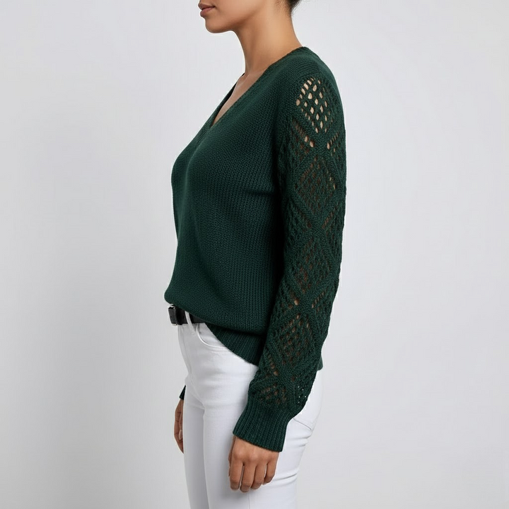 Openwork Sleeve Sweater