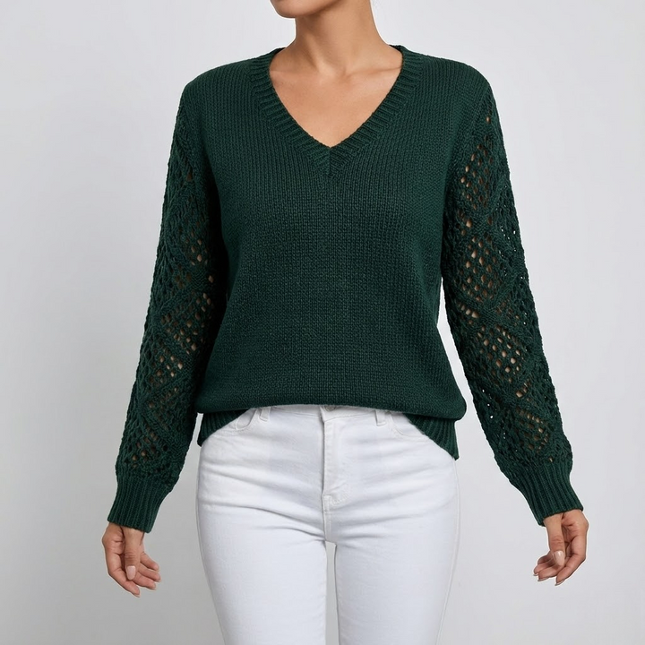 Openwork Sleeve Sweater