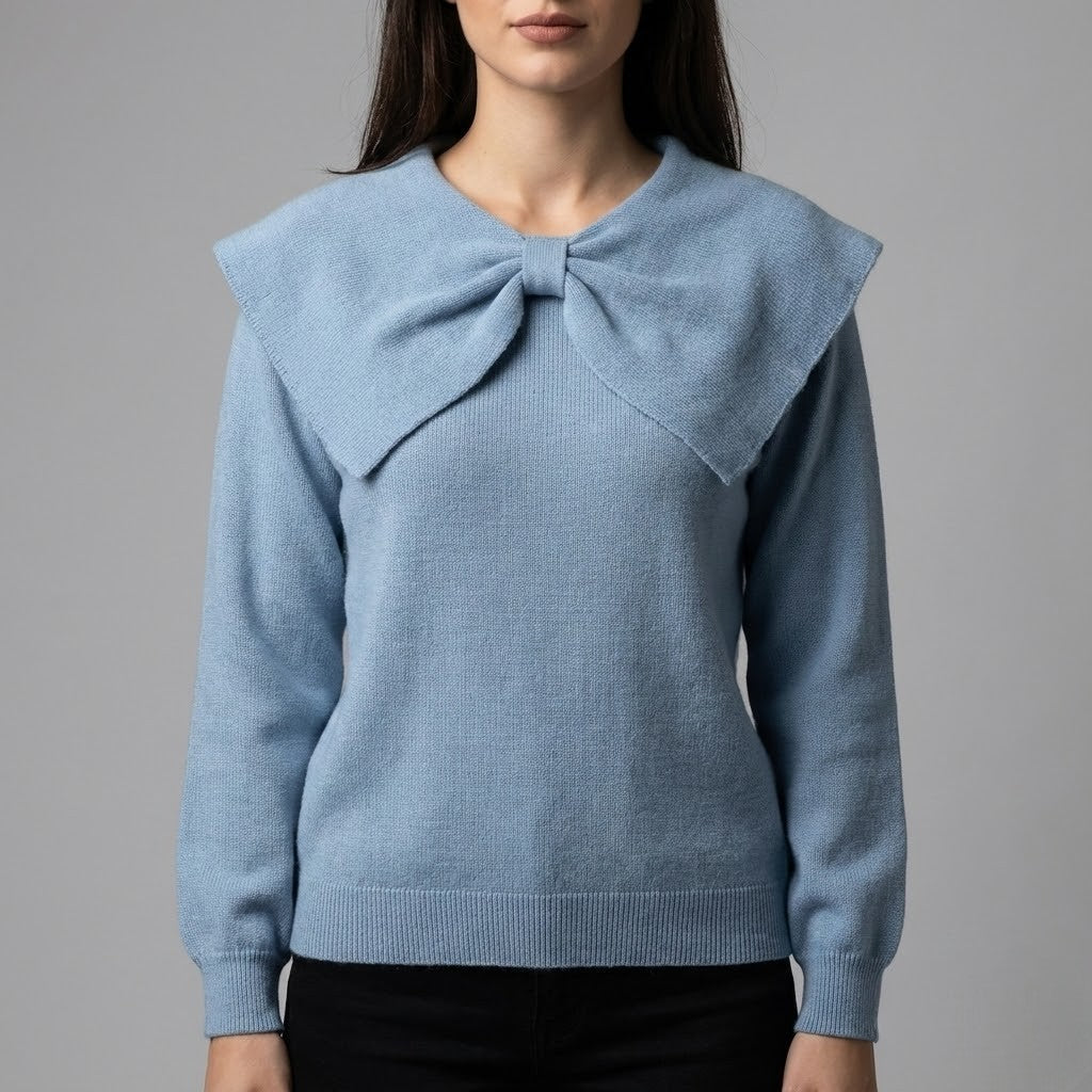 Sweater with bow collar
