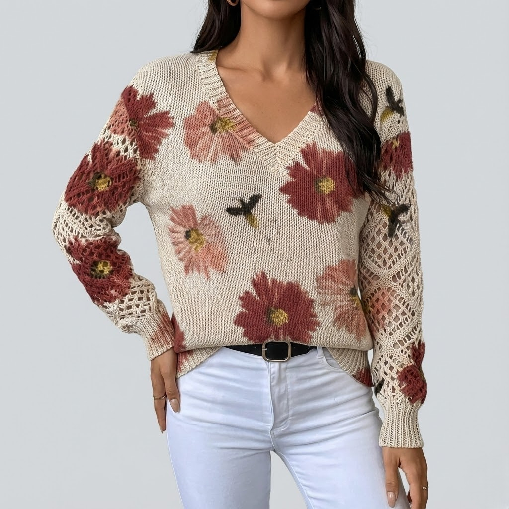 Nia - Elegant Floral Sweater